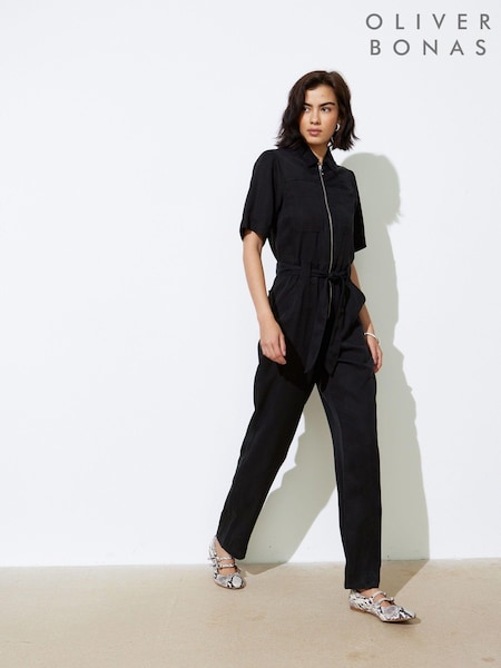 Oliver Bonas Black Zip Through Jumpsuit (AA5094) | €70