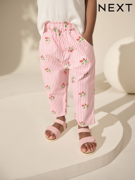 Roze aardbeienprint - Pull On Trousers (3mths-7yrs) (AA5385) | € 19 - € 22