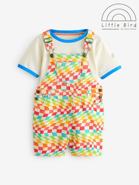 Little Bird by Jools Oliver Multi Rainbow Checkerboard Twill Dungarees (AA5393) | €45 - €54