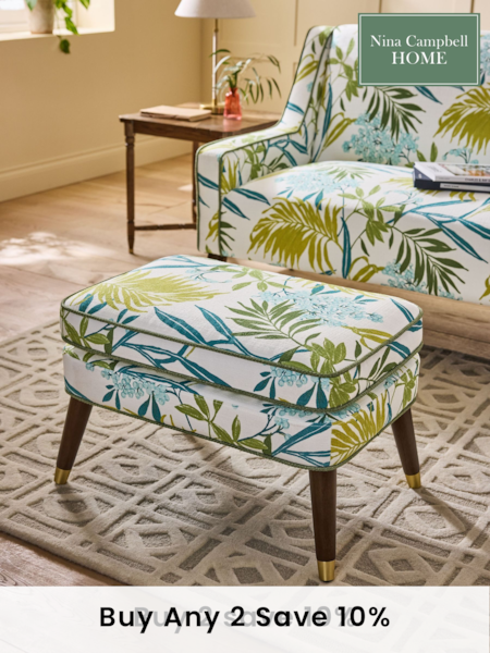 Nina Campbell Nassua Blue Rosebury Footstool (AA5415) | €251