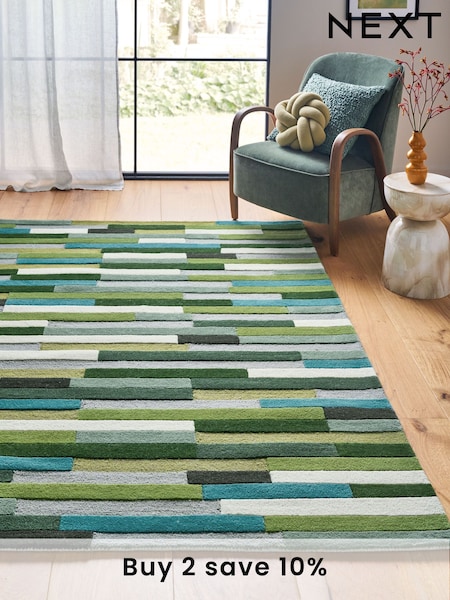 Green Rio Broken Stripes Rug (AA5429) | €126 - €351