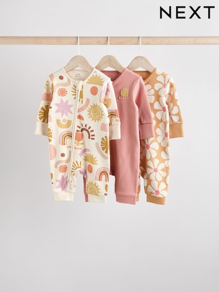 Neutrale Farbe - Two Way Zip Baby Footless 100% Cotton Sleepsuits 3 Pack (0mths-3yrs) (AA5434) | 28 € - 31 €