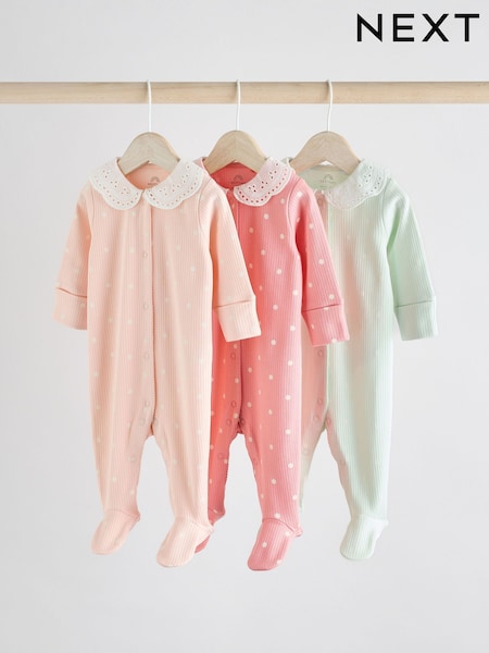 Рожевий - 100% Cotton Collar Baby Sleepsuits 3 Pack (0-2yrs) (AA5438) | 823 грн - 906 грн