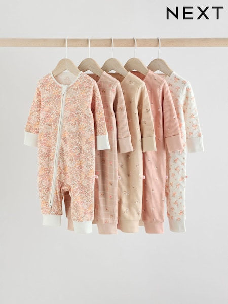 Neutrale Farbe - 5 Pack Baby Two Way Zip Sleepsuits (0mths-3yrs) (AA5452) | 47 € - 50 €