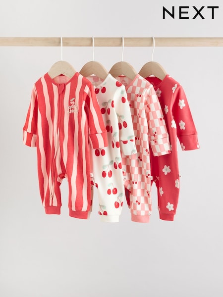 紅色櫻桃 - Baby Two Way Zip Footless 100% Cotton Sleepsuits 4 Pack (0mths-3yrs) (AA5457) | NT$1,110 - NT$1,200