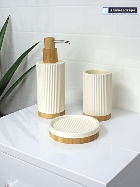 Showerdrape Cream Bondi Set of 3 Bathroom Accessory Set (AA5847) | €66