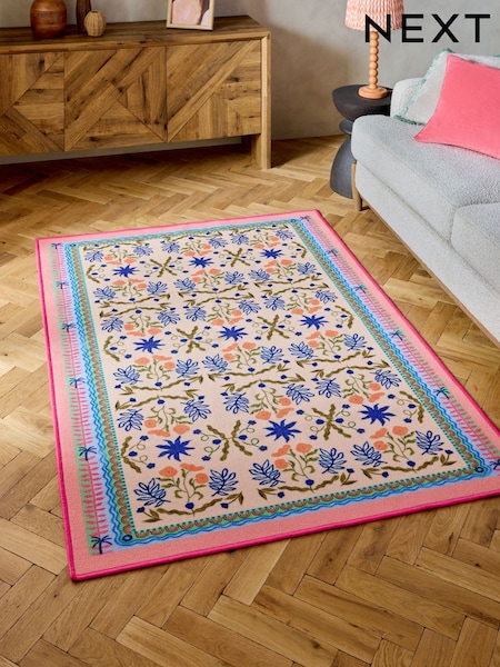 Multi Washable Bright Floral Rug (AA5935) | AED162 - AED301