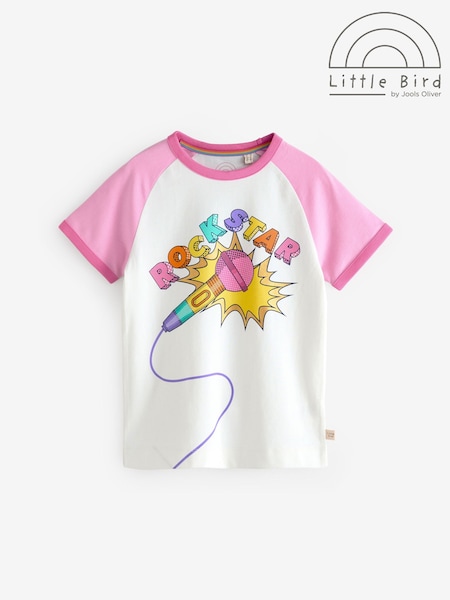 Little Bird by Jools Oliver Pink Rainbow Raglan Short Sleeve T-Shirt (AA5941) | €16 - €21