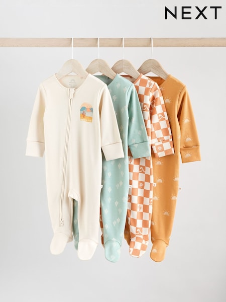 Minerals - Baby Two Way Zip 100% Cotton Sleepsuits 4 Pack (0mths-2yrs) (AA5956) | 35 € - 38 €