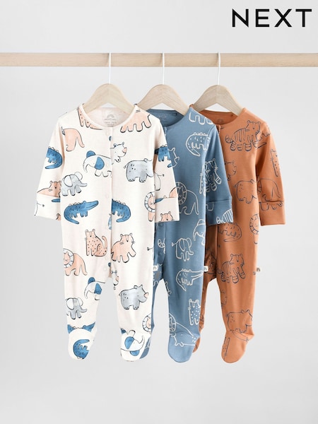 Blau/Braun - Baby Sleepsuits 3 Pack (0mths-3yrs) (AA5960) | 26 € - 28 €
