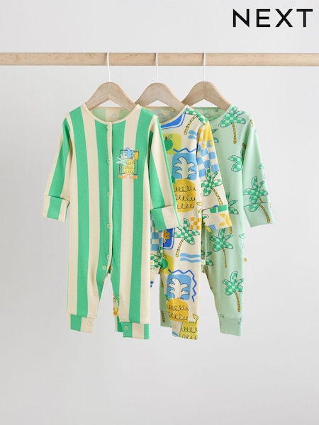 Verde - Baby Bright Pineapple Sleepsuits 3 Pack (0mths-3yrs) (AA5966) | 28 € - 30 €