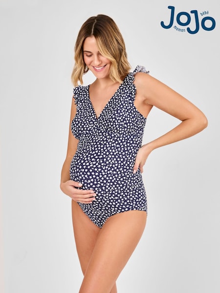 Jojo Maman Bébé Maternity Ditsy Print Frill Sleeve V-neck Swimsuit (AA6009) | ‏191‏₪