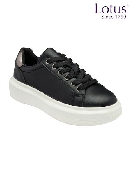 Lotus Black Lace Up Trainers (AA6025) | €72