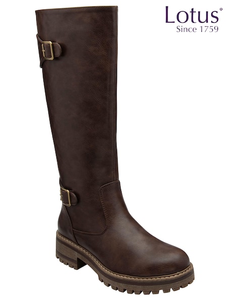 Lotus Brown Knee High Boots (AA6026) | R$ 790