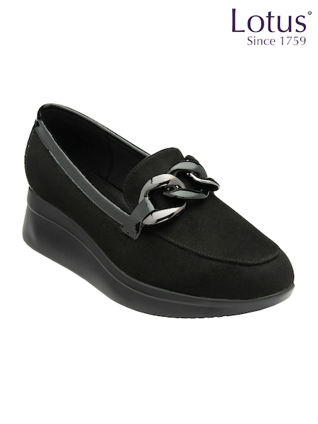 Lotus Black Wedge Loafers (AA6041) | €79