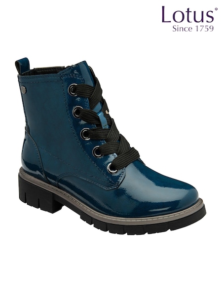 Lotus Blue Patent Ankle Boots (AA6046) | €83