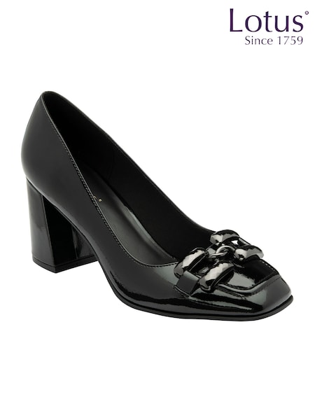 Lotus Black Block Heel Court Shoes (AA6050) | 272 QAR