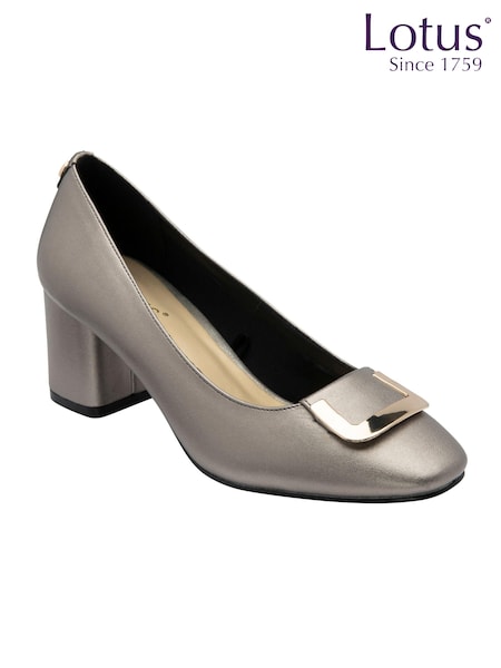 Lotus Grey Block Heel Court Shoes (AA6052) | 322 QAR