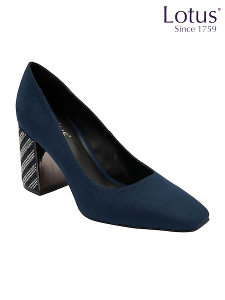 Lotus Blue Block Heel Court Shoes (AA6053) | 322 QAR
