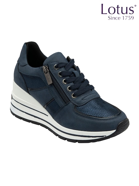 Lotus Blue Zip-Up Wedge Trainers (AA6054) | €79