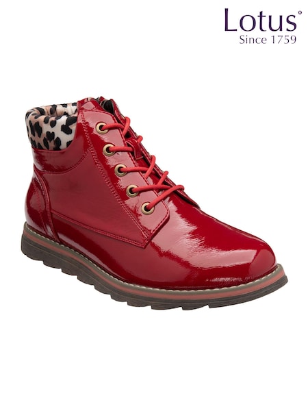 Lotus Red Patent Ankle Boots (AA6056) | €80