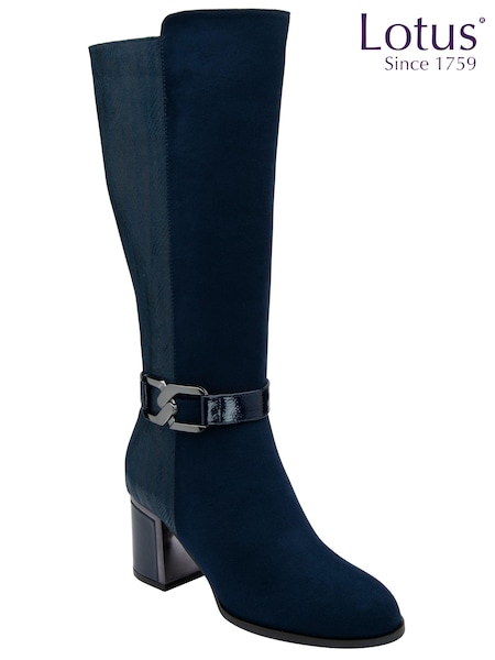 Lotus Blue Heeled Knee High Boots (AA6057) | 185 QAR