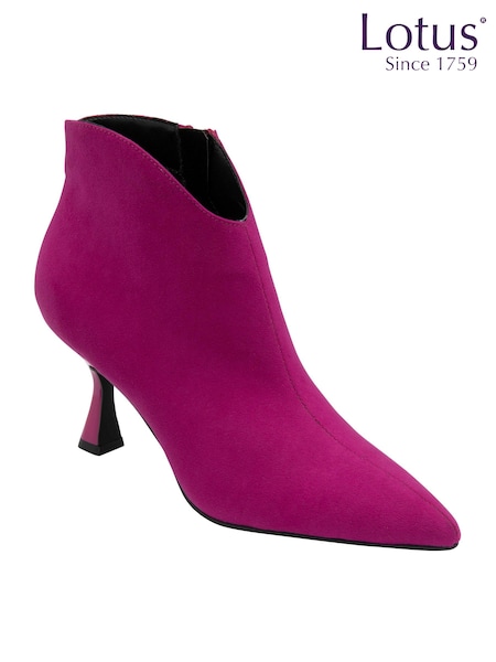 Lotus Pink Kitten Heel Zip Up Ankle Boots (AA6062) | 371 QAR
