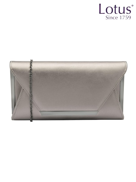 Lotus Grey Clutch Bag with Chain (AA6066) | 136 QAR