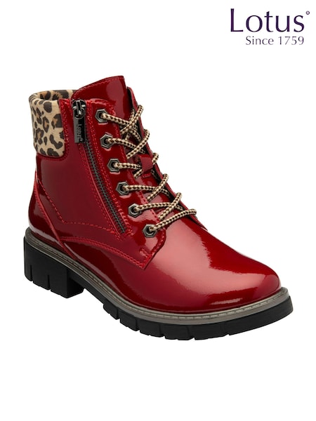 Lotus Red Patent Ankle Boots (AA6070) | €86