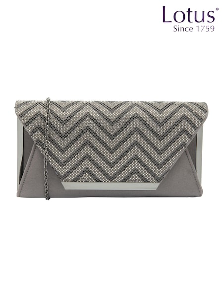 Lotus Grey Clutch Bag with Chain (AA6074) | AED160