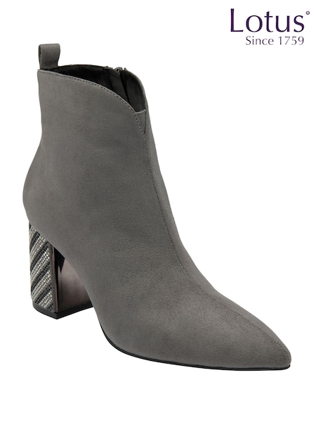 Lotus Grey Pointed Toe Ankle Boots (AA6079) | 396 QAR
