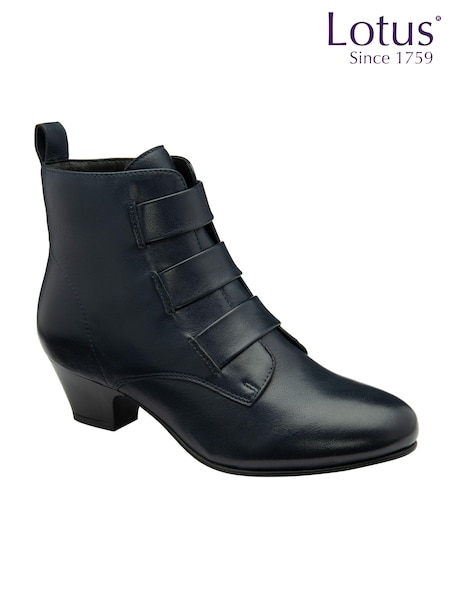 Lotus Blue Leather Block Heel Ankle Boots (AA6080) | €115