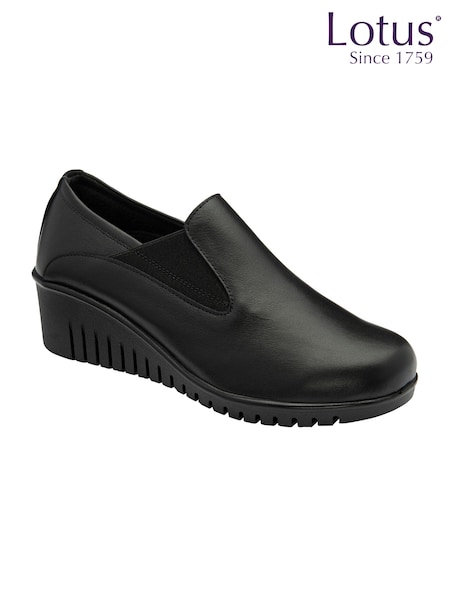 Lotus Leather Slip-On Wedge Shoes (AA6096) | € 92