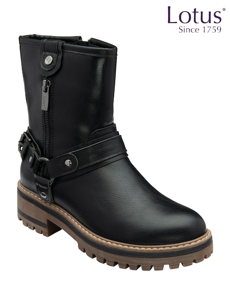 Lotus Black Zip Up Ankle Boots (AA6103) | €86