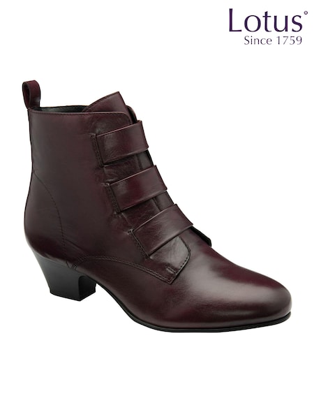 Lotus Purple Leather Block Heel Ankle Boots (AA6114) | AED218