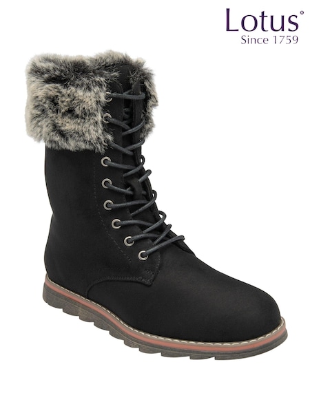 Lotus Black Zip-Up Ankle Boots (AA6115) | ₪377