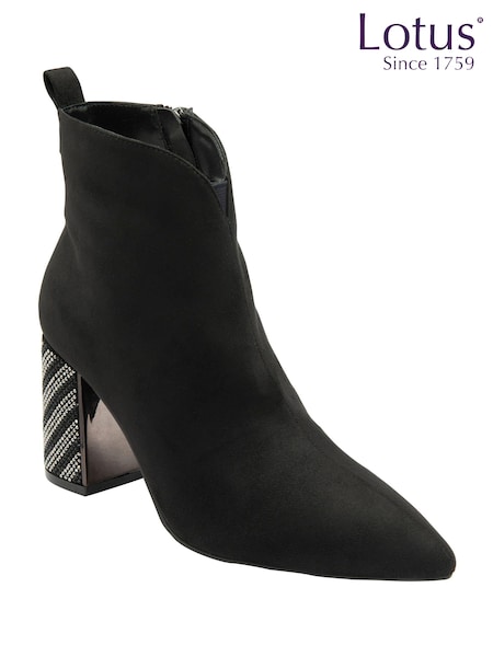 Lotus Black Pointed Toe Ankle Boots (AA6119) | 396 QAR