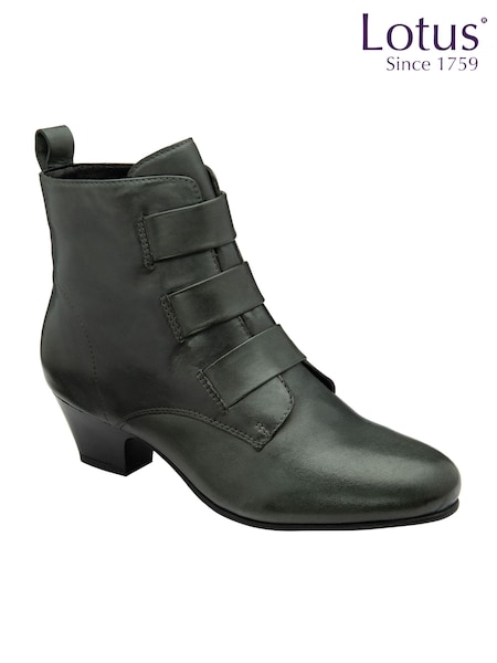 Lotus Grey Leather Block-Heel Ankle Boots (AA6126) | €95