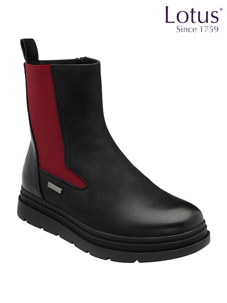 Lotus Black Zip-Up Flat Ankle Boots (AA6127) | AED189