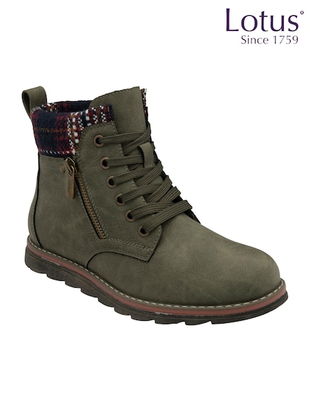 Lotus Green Zip Up Ankle Boots (AA6128) | ₪302