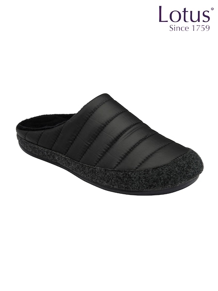 Lotus Black Mule Slippers (AA6142) | €49