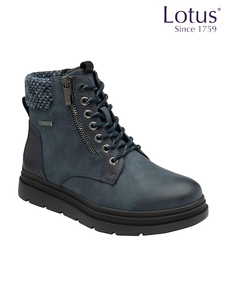 Lotus Blue Zip Up Flat Ankle Boots (AA6143) | €100