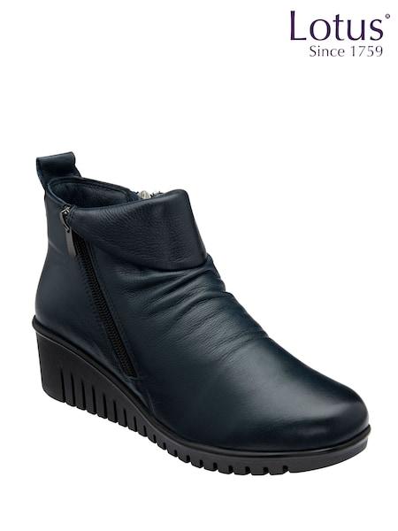 Lotus Blue Leather Wedge Ankle Boots (AA6149) | €108