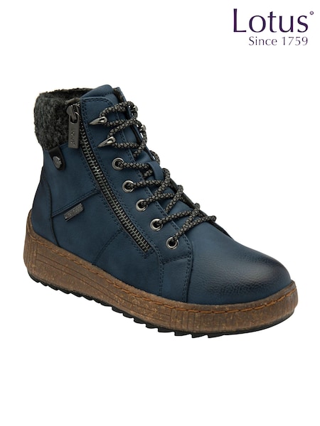 Lotus Blue Zip Up Flat Ankle Boots (AA6160) | ₪327