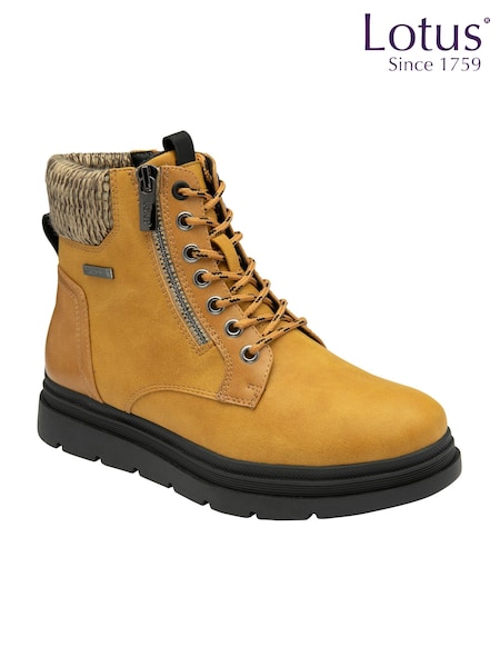 Lotus Yellow Zip Up Flat Ankle Boots (AA6164) | €83