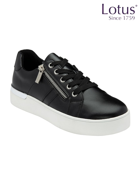 Lotus Black Zip Up Flat Trainers (AA6167) | €72