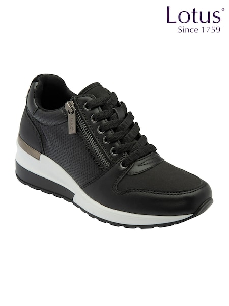 Lotus Black Zip Up Wedge Trainers (AA6169) | €72
