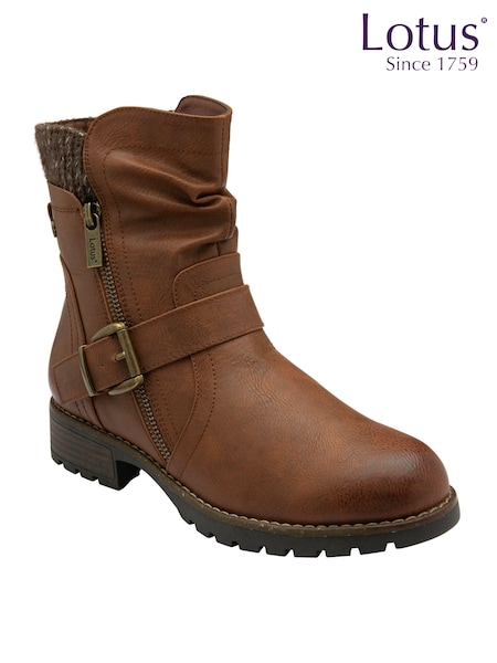 Lotus Brown Mid Calf Boots (AA6181) | €86