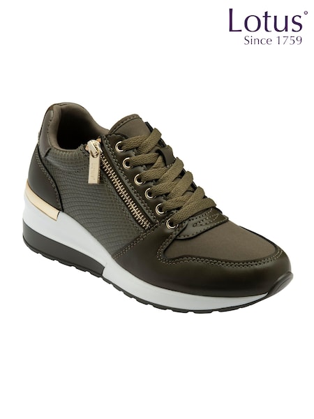 Lotus Green Zip Up Wedge Trainers (AA6188) | €72