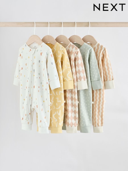 Multi 5 Pack Two Way Zip Baby Footless 100% Cotton Sleepsuits (0mths-3yrs) (AA6200) | €43 - €46
